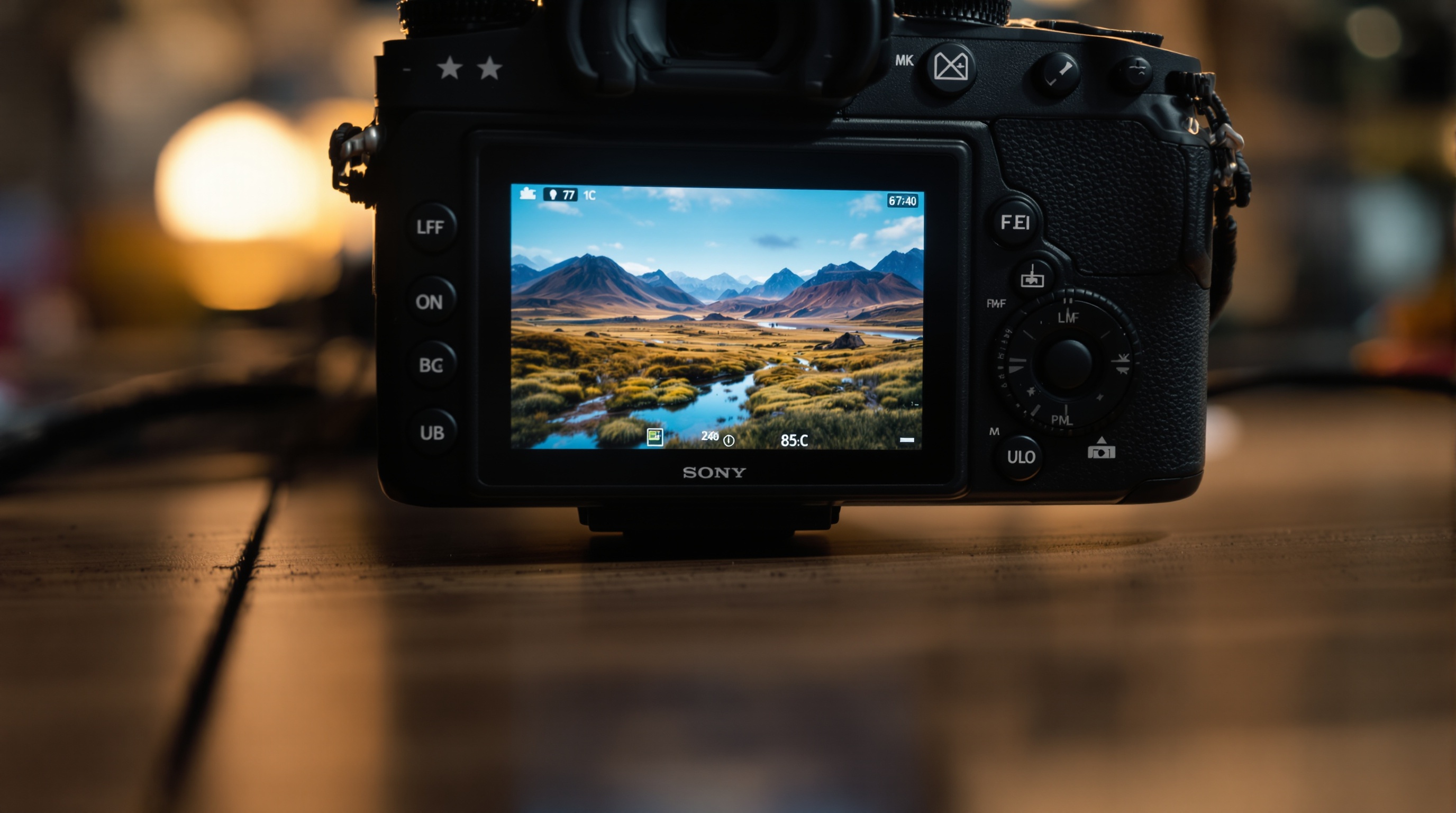 Side-by-side comparison of a detailed landscape photo at full resolution versus a pixelated compressed version on a phone screen