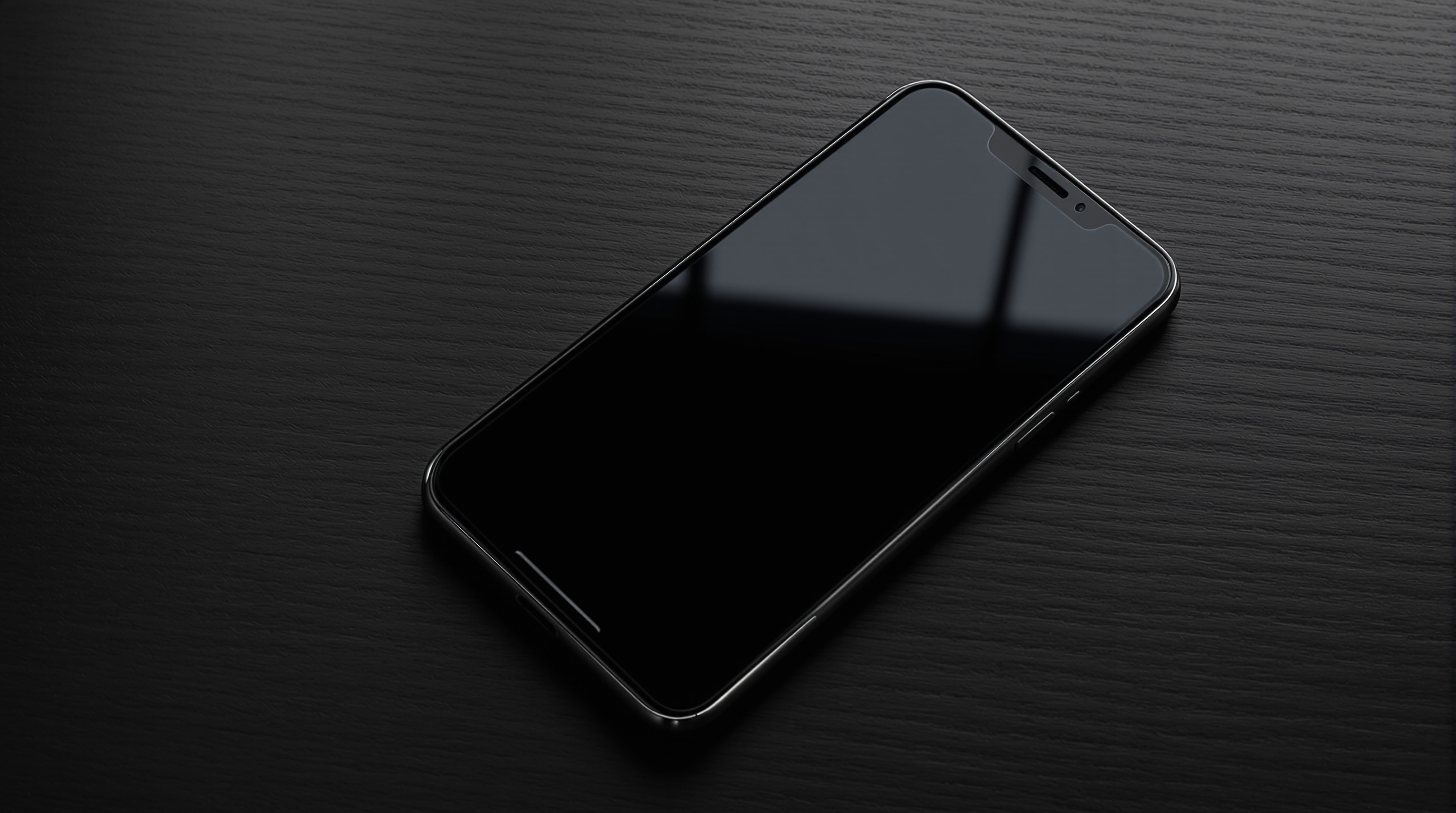 A smartphone lying face-up on a minimalist white desk showing a blurred notification screen, soft overhead lighting, shot on Sony A7IV with 50mm f/1.8, clean composition, cool neutral tones